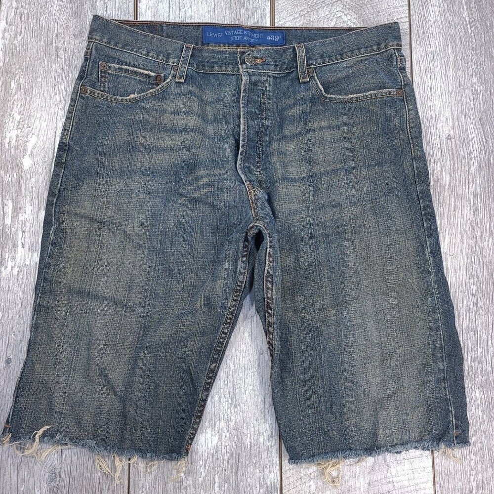 Levis Shorts Mens 36 Blue Denim 539 Vintage Straight Biker Cut Offs Y2K